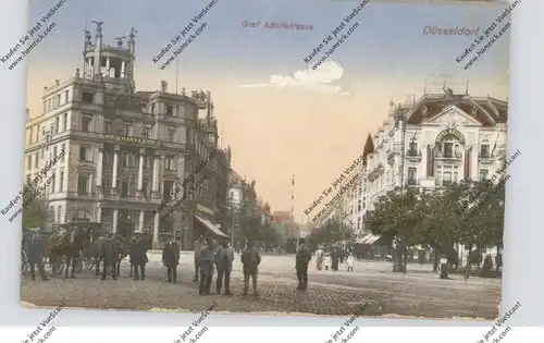 4000 DÜSSELDORF, Graf Aolfstrasse, Droschken, Strassenbahn, Hotel Hansa, belebte Szene, 20er Jahre