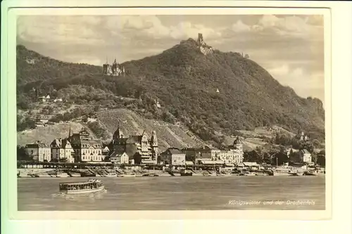 5330 KÖNIGSWINTER, Ortsansicht mit Drachenfels, 1952,  Rheingoldserie
