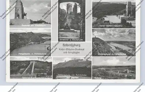 4600 DORTMUND - SYBURG, Kaiser-Wilhelm-Denkmal auf Hohensyburg, Mehrbild-AK 1949