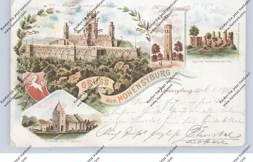 4600 DORTMUND - SYBURG, Kaiser-Wilhelm-Denkmal auf Hohensyburg, Lithographie 1901