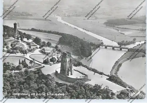 4600 DORTMUND - SYBURG, Kaiser-Wilhelm-Denkmal auf Hohensyburg, Luftaufnahme 1957