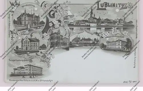 OBER-SCHLESIEN - LUBLINITZ / LUBLINEC, Lithographie, Erziehungs-Anstalten, Kreis-Ständehaus, Amtsgericht, Postamt