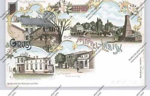 OBER-SCHLESIEN - MITTEL-LAZISK (Pless), Blasel's Restauration, Gasthaus z. Bergmannsruh, Matzdorff's Schank-Wirtschaft