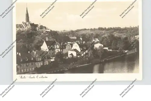 0-4000 HALLE / Saale - CRÖLLWITZ, Blick von der Saale, 1942, Feldpost