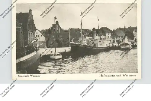 0-2400 WISMAR, Hafenpartie und Wassertor, 1942, Bahnpost Rostock - Wismar