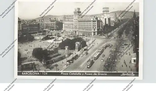 E 08000 BARCELONA, Placa Cataluna, Tram, 1952