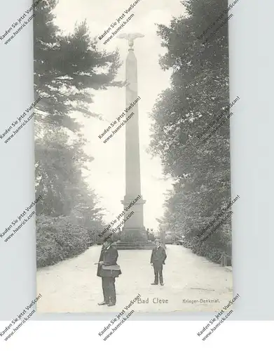 4190 KLEVE, Krieger-Denkmal, belebte Szene, 1910