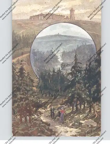 0-3706 SCHIERKE, Brocken, Brockenbahn, Künstler-Karte Otto Hammel