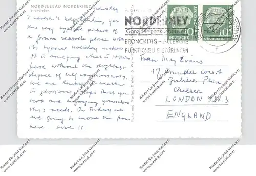 2982 NORDERNEY, Strandleben, Strandkörbe, 1958