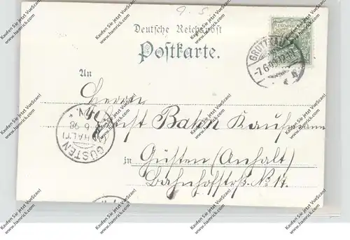 OBER-SCHLESIEN - GROTTKAU / GRODKOW (Oppeln), Lithographie 1898, Kirchen, Post, Marktplatz, Kaiser-Denkmal