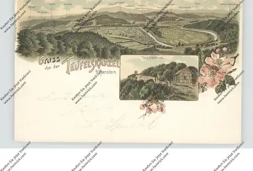 0-5631 HANSTEIN / Eichsfeld, Lithographie 1899, Teufelskanzel bei Hanstein