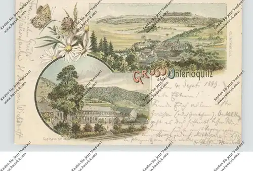 0-6805 PROBSTZELLA - UNTERLOQUITZ, Lithographie 1899, Gasthaus zur Linde, Dorfansicht