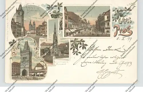 CZ 110 00 PRAHA / PRAG, Lithographie 1899, 4 Ansichten