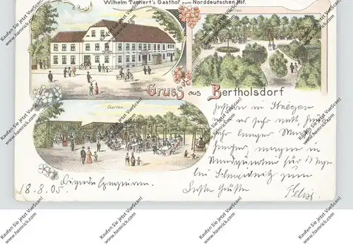 NIEDER-SCHLESIEN - BERTHOLSDORF / UNIEMYSIL (Landeshut), Lithographie, Gasthof zum Norddeutschen Hof, kl Eckknick