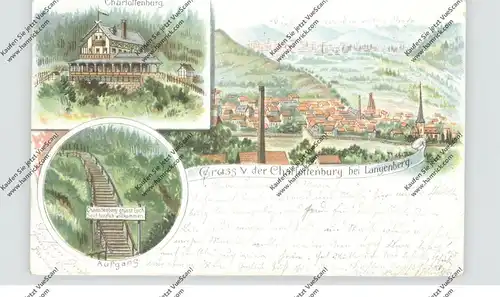 0-6500 GERA - LANGENBERG, Lithographie, 1898, Gruß von der Charlottenburg