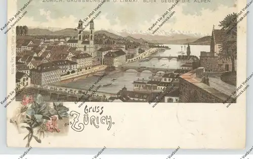 CH 8000 ZÜRICH ZH, Gruss aus Litho, Druckstelle