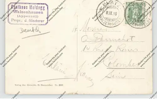 CH 9428 WALZENHAUSEN AI, Gasthaus Meldegg, 1908