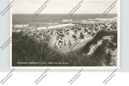 2280 SYLT - WESTERLAND, Blick aus den Dünen, Strandkörbe