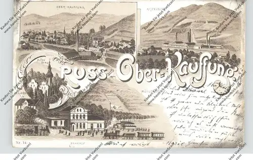 NIEDER-SCHLESIEN - OBER-KAUFFUNG / WOJCIESZOW (Goldberg), Lithographie, Bahnhof, Fabriken, Bahnpost