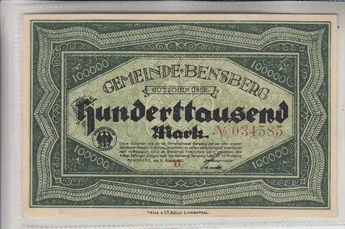 5060 BERGISCH GLADBACH - BENSBERG, Notgeld 100000 Mark, 1923, gute Erhaltung