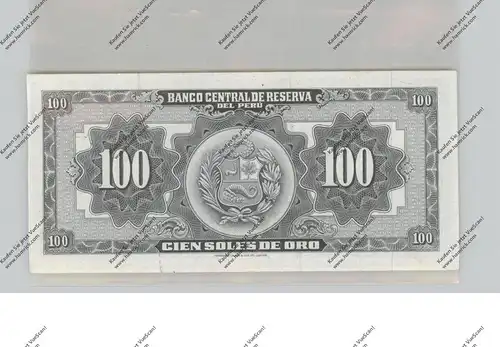 BANKNOTE - PERU, Pick 79c, 1961, 100 Soles de Oro, UNC.