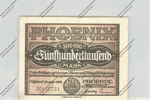 BANKNOTE - DEUTSCHLAND / GERMANY, Notgeld, 1923, Düsseldorf, Phoenix AG, 500000 Mark