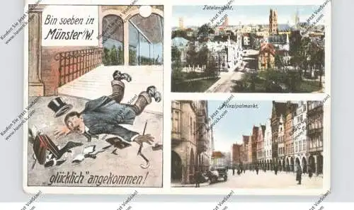 4400 MÜNSTER, "Bin soeben in Münster angekommen", Humor, 1929, Luftpost nach Dresden