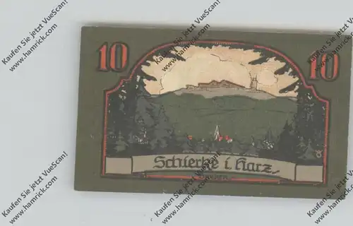 0-3706 SCHIERKE, Notgeld 1921, 10 Pfennig, Goethe - Brocken