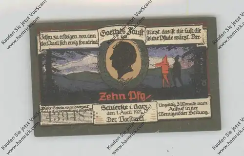 0-3706 SCHIERKE, Notgeld 1921, 10 Pfennig, Goethe - Brocken