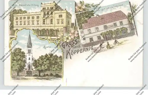 OBER-SCHLESIEN - NEISSE-KÖPPERNIG/ NYSA, (Oppeln), Lithographie, Rischer's Wohnhaus, Stiftung... kl. Einriss