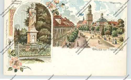 NIEDER-SCHLESIEN - TREBNITZ / TRZEBNICA, Lithographie, Klosterplatz, St. Hedwig im Klostergarten