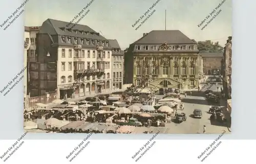 5300 BONN, Marktplatz, Marktfontäne noch eingerüstet, Baulücke, 1955