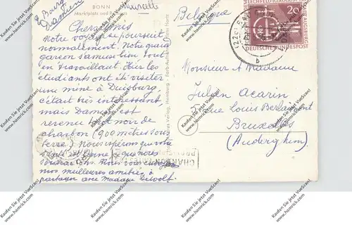 5300 BONN, Marktplatz, Marktfontäne noch eingerüstet, Baulücke, 1955