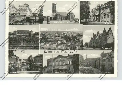 5180 ESCHWEILER, Gruß aus.., Hauptbahnhof, Hospital, Amtsgericht, Oberschule....1958