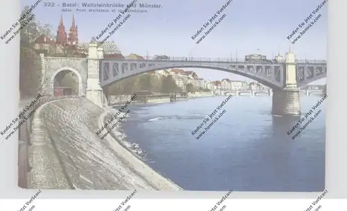 CH 4000 BASEL BS, Wettsteinbrücke & Münster, Strassenbahn, 1939