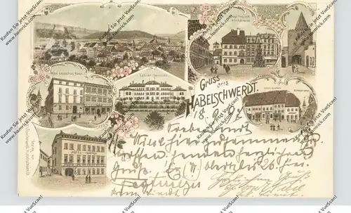 NIEDER-SCHLESIEN - HABELSCHWERDT / MIEDZYGORZE, Lithographie 1897, Conditorei, Hotels, Lehrer-Seminar, Überring...