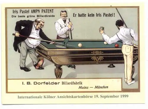 SPORT - BILLARD, IRIS PASTEL Werbekarte, REPRO