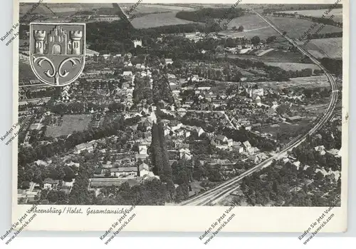 2070 AHRENSBURG, Luftaufnahme Gesamtansicht, Stadtwappen, 1960