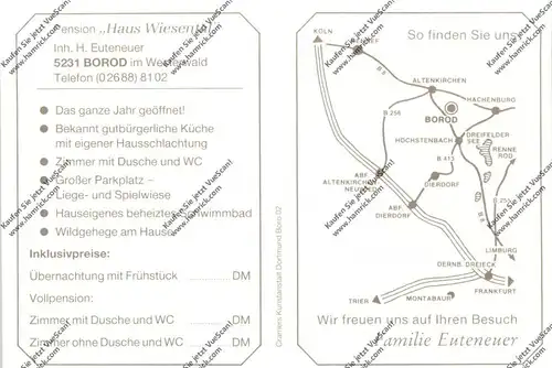 5238 HACHENBURG - BOROD, Haus Wiesental, Klapp-Karte