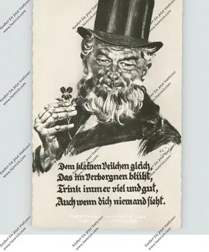 BERUFE - SCHORNSTEINFEGER / Chimney Sweeper / Ramoneur, mit vierblättrigen Kleeblättern