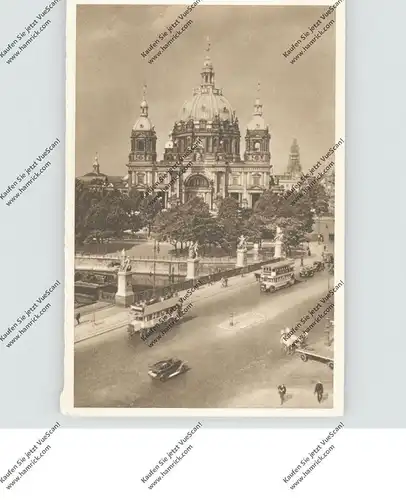 1000 BERLIN, Berliner Dom, Omnibusse, Pferdefuhrwerk, WHW 1934 / 35