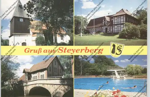 3074 STEYERBERG, Mehrbild-AK, Schwimmbad, Kirche...