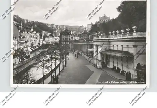 BÖHMEN & MÄHREN - KARLSBAD / KARLOVA VARY, Felsenquelle und Mühlbrunnen, 1939