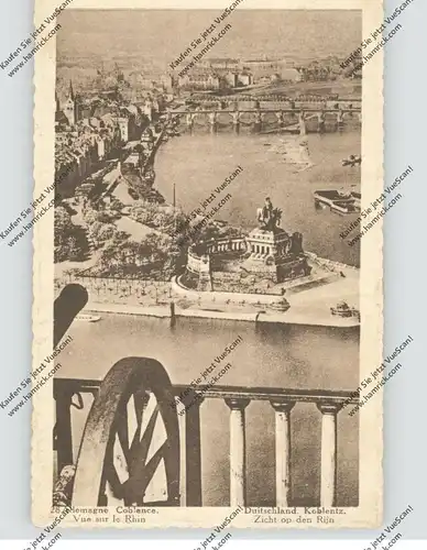 5400 KOBLENZ - EHRENBREITSTEIN, Blick auf das  Deutsche Eck, Kanonen, Belgische Werbe-Karte Chocolat Martougin