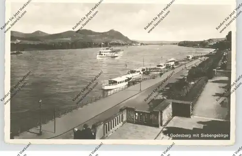 5300 BONN - BAD GODESBERG - Rheinufer, Schiffsanleger, Rheindampfer, Blick auf das Siebengebirge, 1946