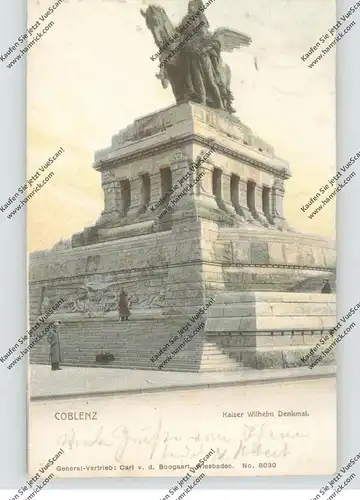 5400 KOBLENZ, Kaiser Wilhelm Denkmal, 1903, handcoloriert, Knackstedt & Näther