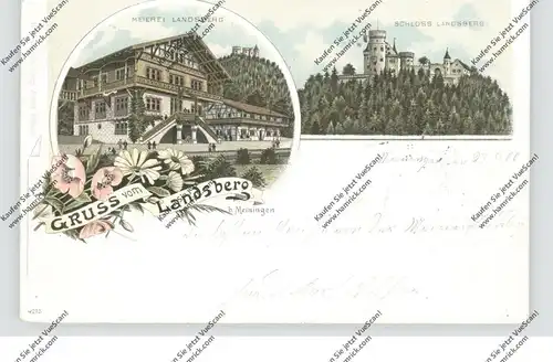 0-6100 MEININGEN, Lithographie, Landsberg, Meierei, Schloß