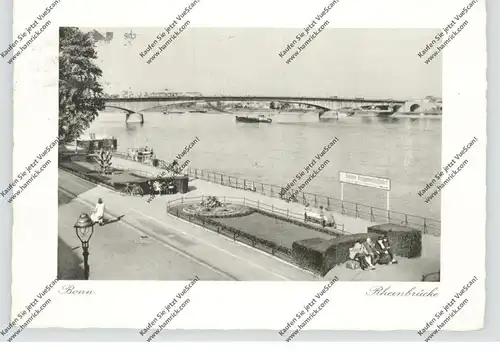 5300 BONN, Rheinufer, Rheinbrücke, Anleger Bonner Personenschiffahrt, 1953