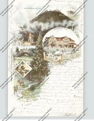0-6083 BROTTERODE, Gruß vom Großen Inselsberg, Lithographie 1898, Gothaisches Hotel, Thorstein, Zwerg...