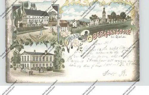 NIEDER-SCHLESIEN - OBERHANNSDORF / JASZKOWA GORNA (Glatz), Lithographie 1899, Gasthäuser, Dorfansicht